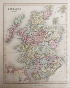 Original Antique Map of Scotland, Grattan and Gilbert, 1843