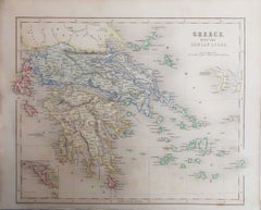 Original Antique Map of Greece, Grattan and Gilbert, 1843