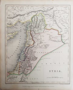 Original Antique Map of The Levant / Middle East, Grattan and Gilbert, 1843