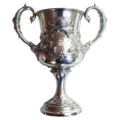 Antique Two Handled Silver Plated Trophy. English Dated 1864