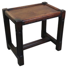 Small Antique Carved Oak Coffee Table or Stool With Gothic Detail. English C1900