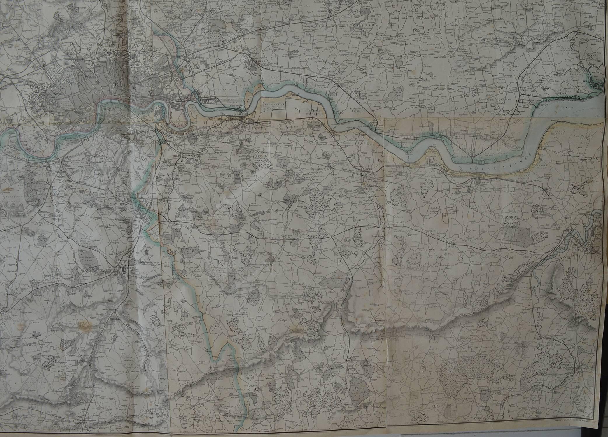 Large Original Antique Map of London, 1861 In Good Condition In St Annes, Lancashire