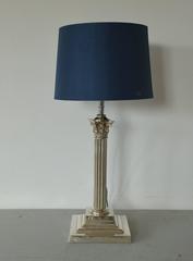 Silver Plated Column Table Lamp, English, circa 1910