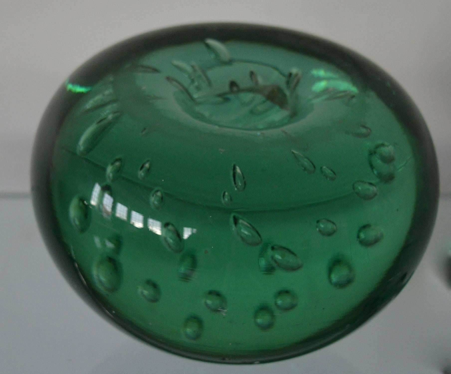 Victorian Large Antique Green Glass Doorstop, English, 19th Century