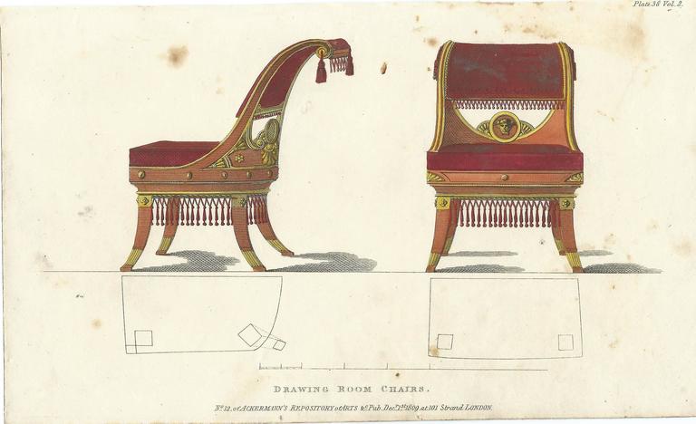 Set Of 10 Antique Prints Empire Furniture Designs By George Smith Wonderful Set Of Prints Showing Designs By George Smith In Grecian Egyptian Gothic And
