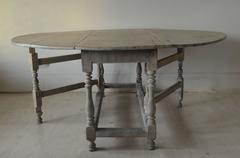 Large Antique Limed Oak Round or Oval Dining Table, English, 18th Century