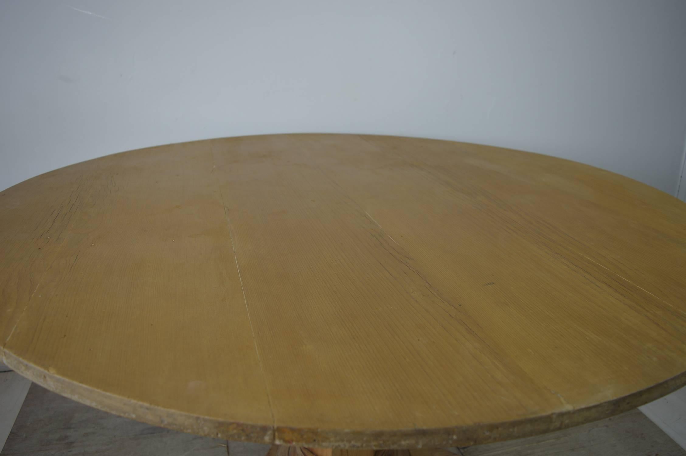 Large Antique Round Pine Dining Table, English, circa 1850 In Good Condition In St Annes, Lancashire