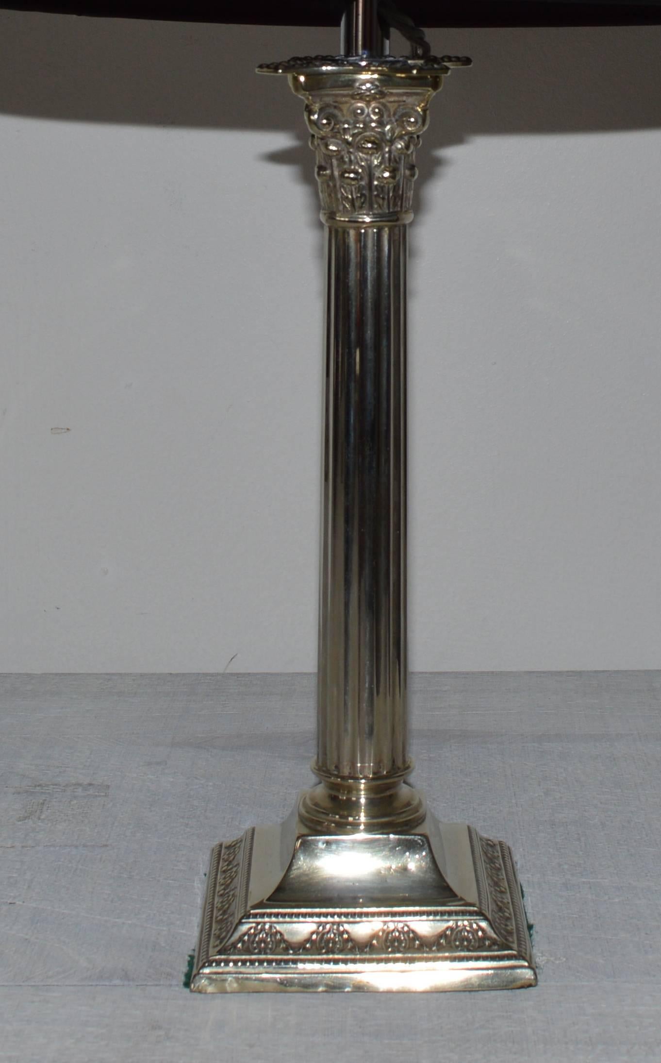 Adam Style Pair of Antique Corinthian Column Table Lamps, English, circa 1910
