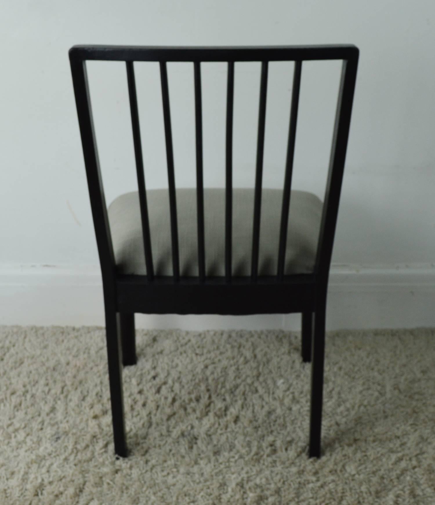 Mid-Century Ebonized Spindle Back Side Chair. ( One left ) In Good Condition In St Annes, Lancashire