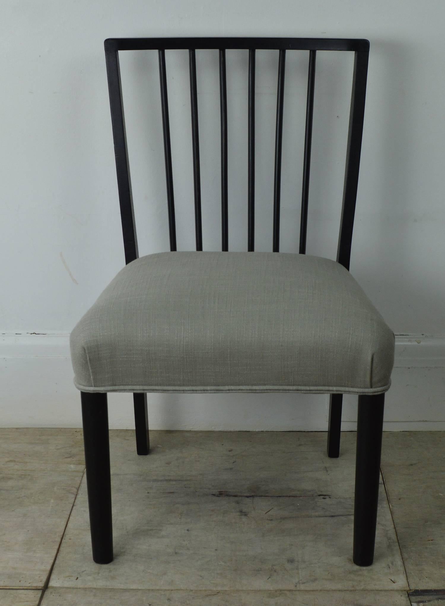 20th Century Mid-Century Ebonized Spindle Back Side Chair. ( One left )
