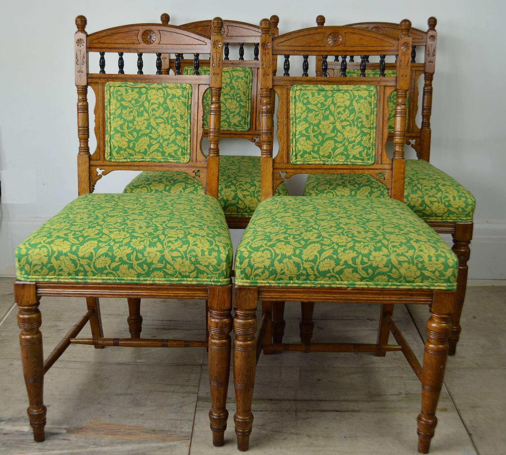 Early 20th Century Set of Four Antique Aesthetic Style Chairs, English, circa 1900