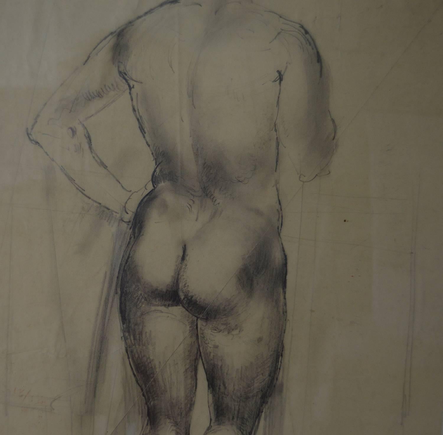 Great Britain (UK) Drawing of a Male Nude by Peter William Ibbetson, circa 1930