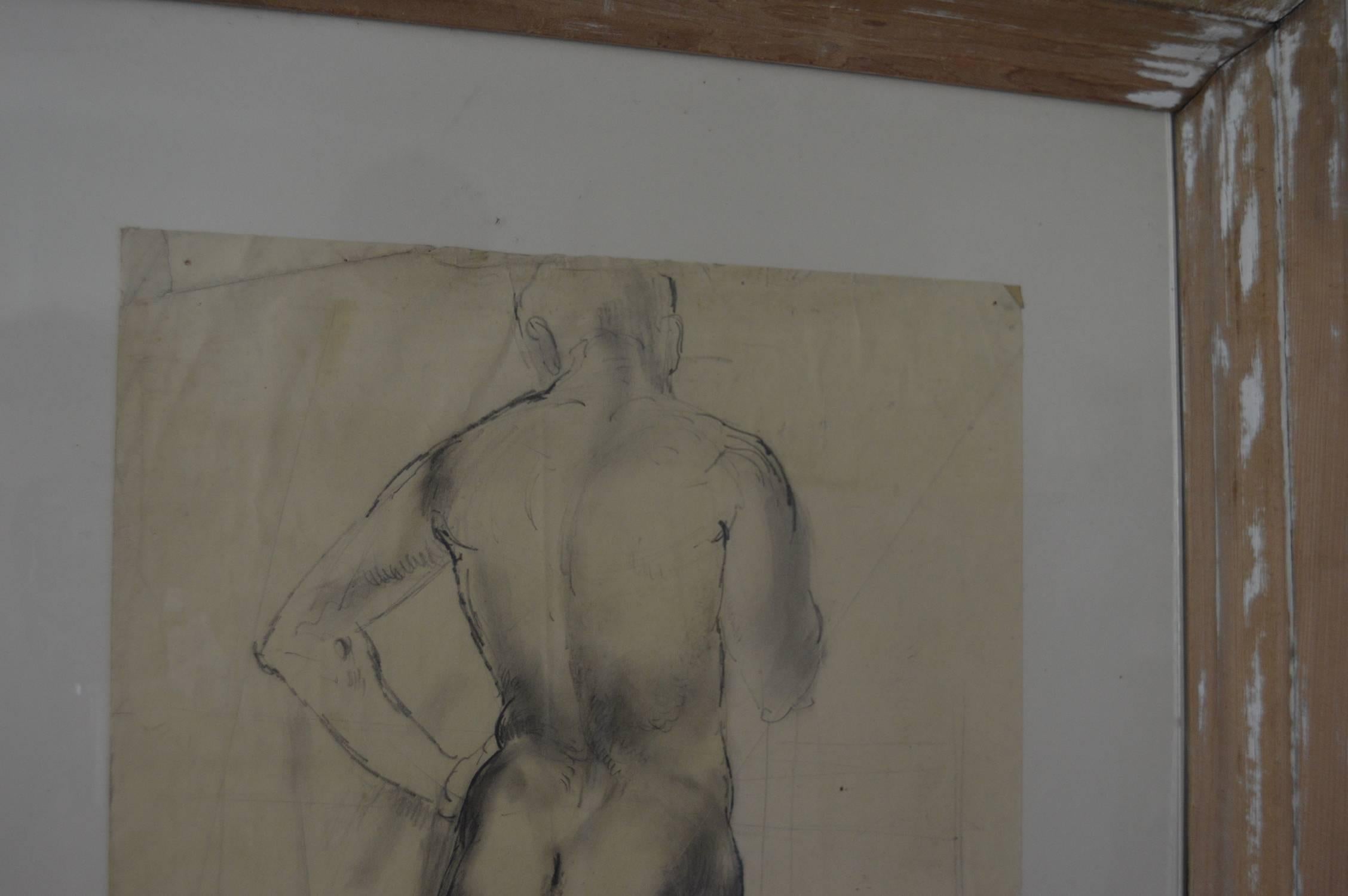 Other Drawing of a Male Nude by Peter William Ibbetson, circa 1930