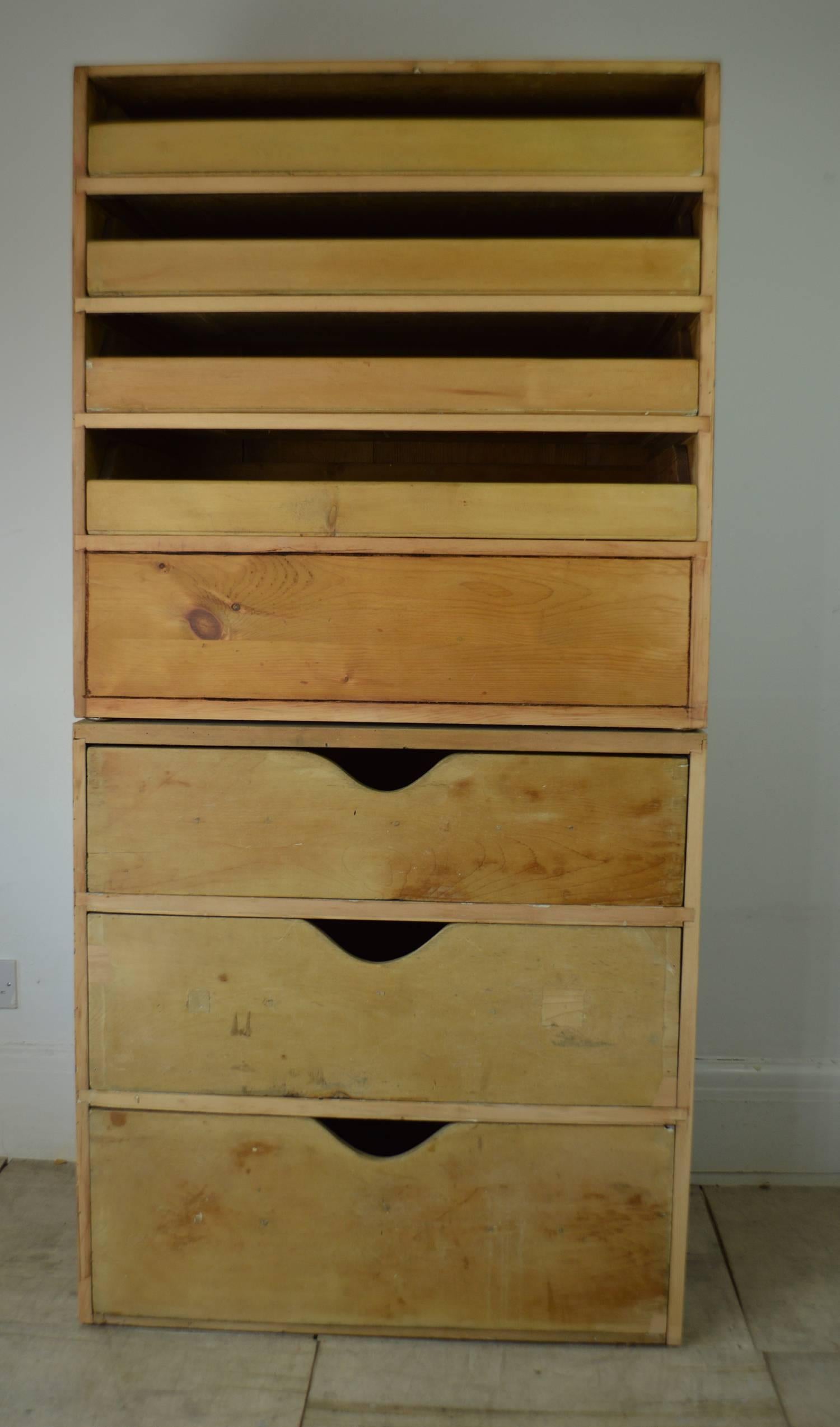 Antique Pine Plan or Architects Chest, English, 19th Century 1