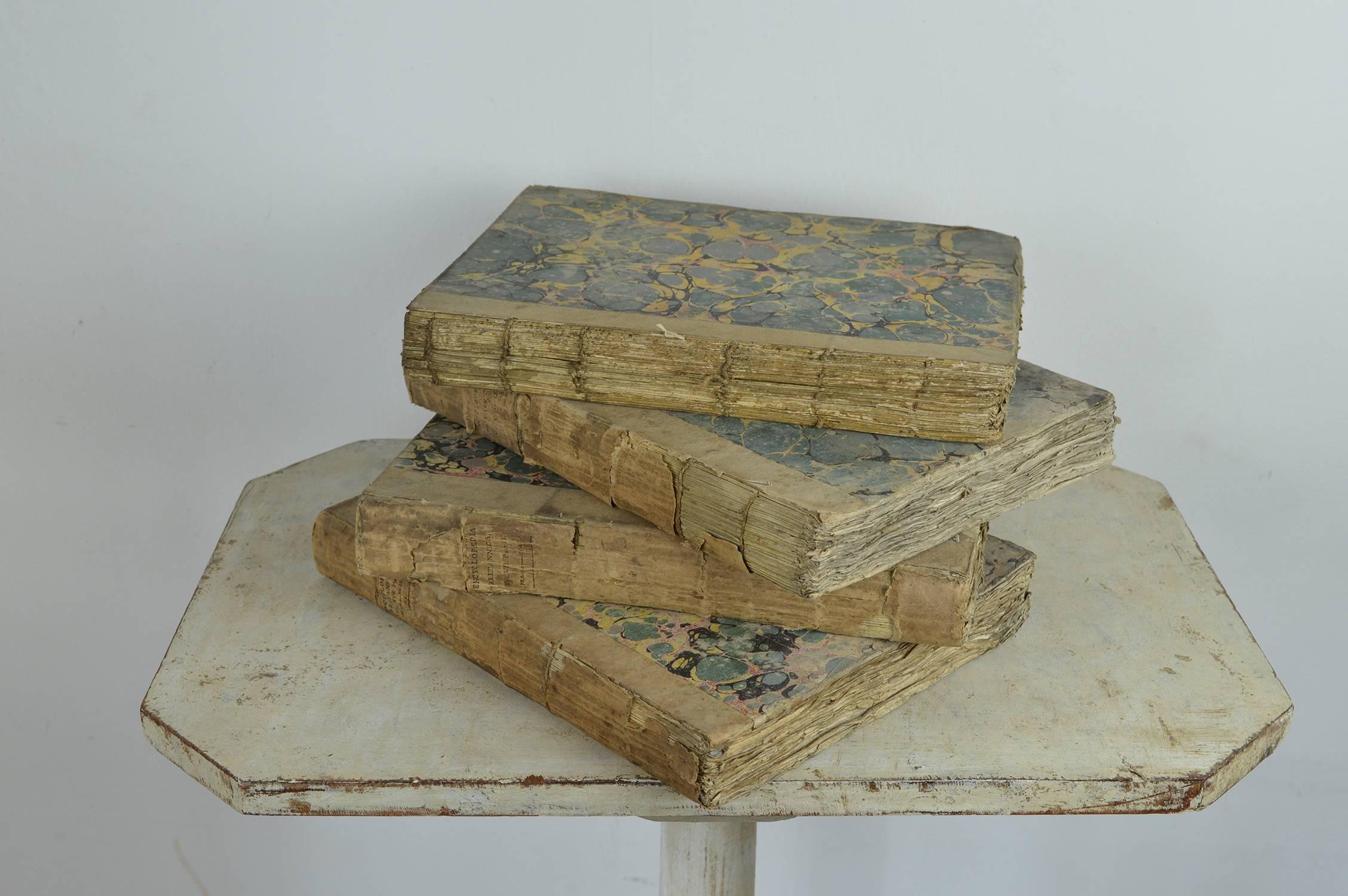 Great Britain (UK) Sets of Antique 18th Century Books with Marbleized Bindings