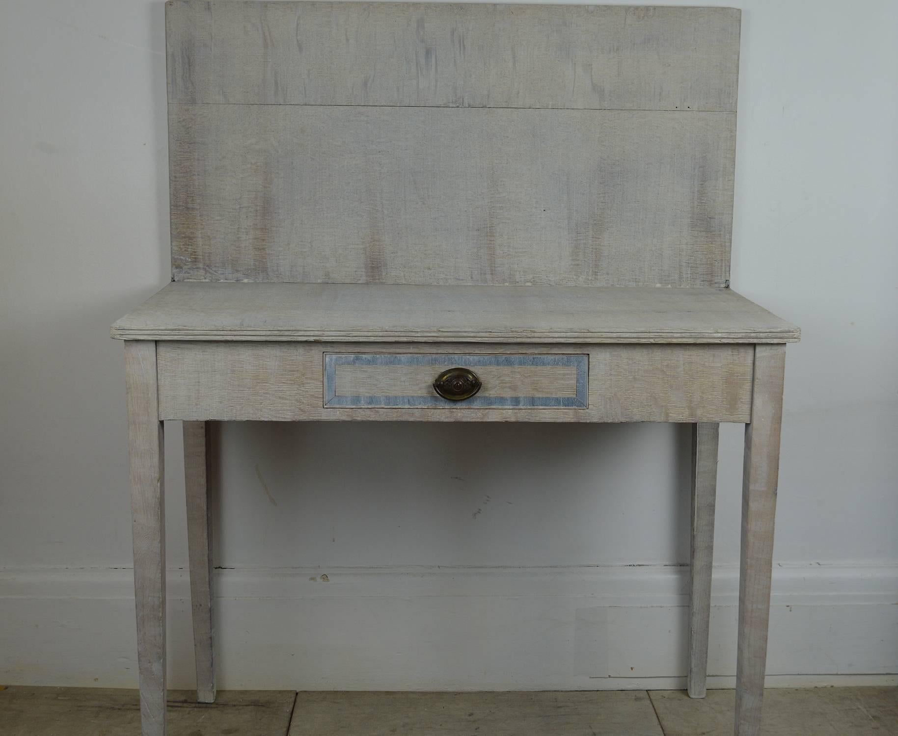 Gustavian Small Antique Limed Oak Side Table, English, 18th Century