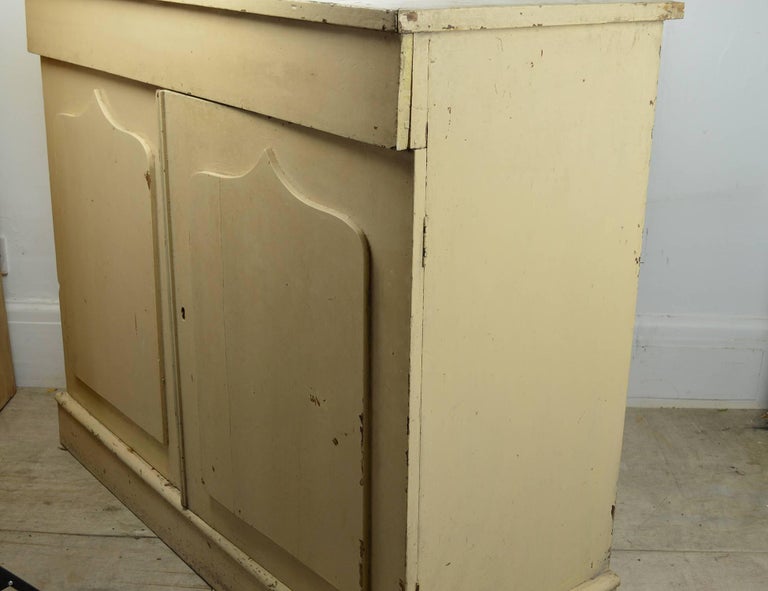 Antique Cream Painted Cupboard or Buffet, English 19th Century For Sale