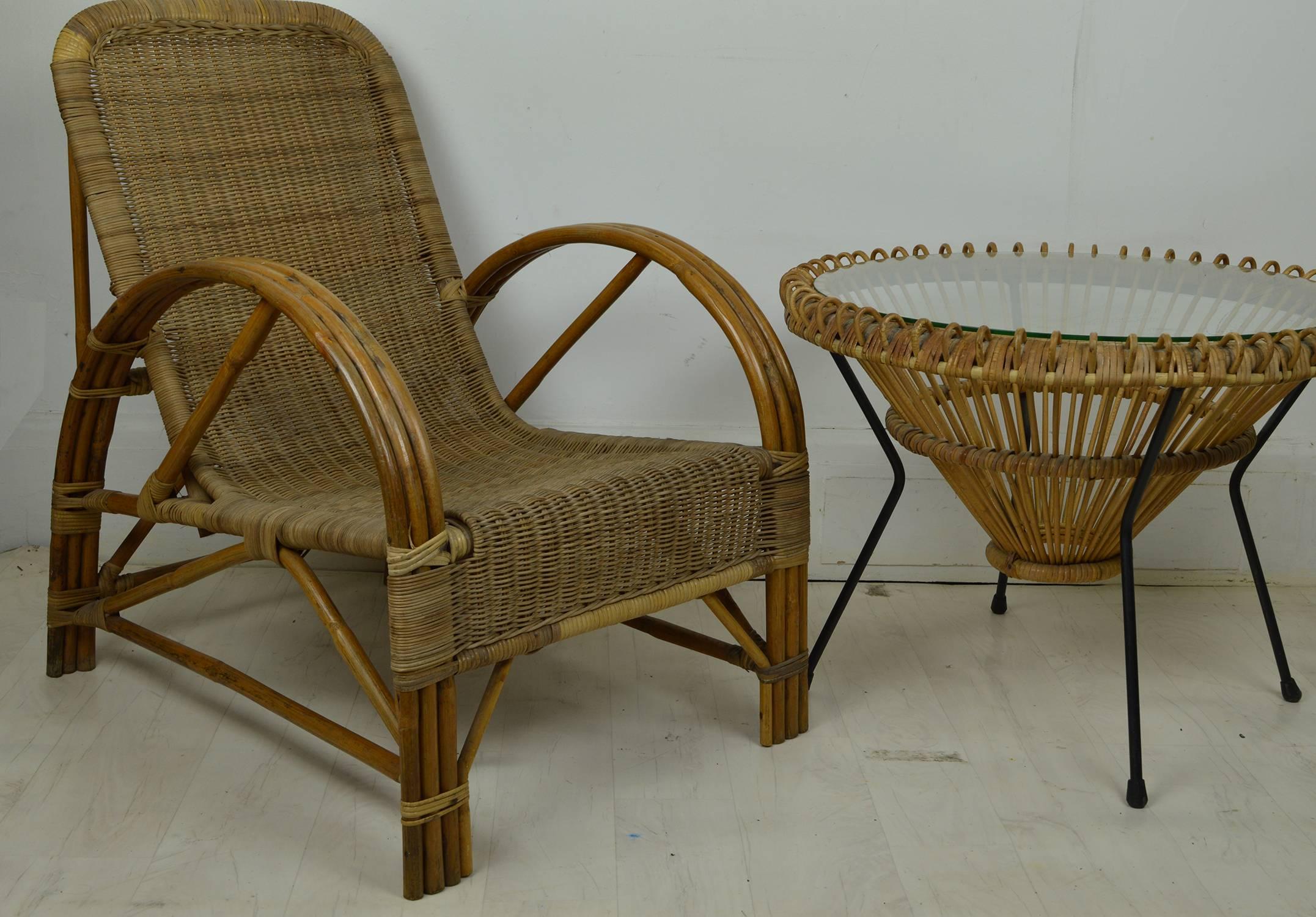 20th Century Pair of Vintage Midcentury Bamboo and Rattan Chairs