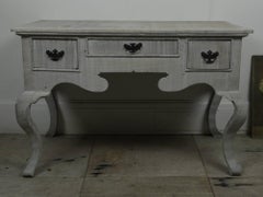 Antique Gustavian Limed Oak Lowboy or Side Table, 18th Century