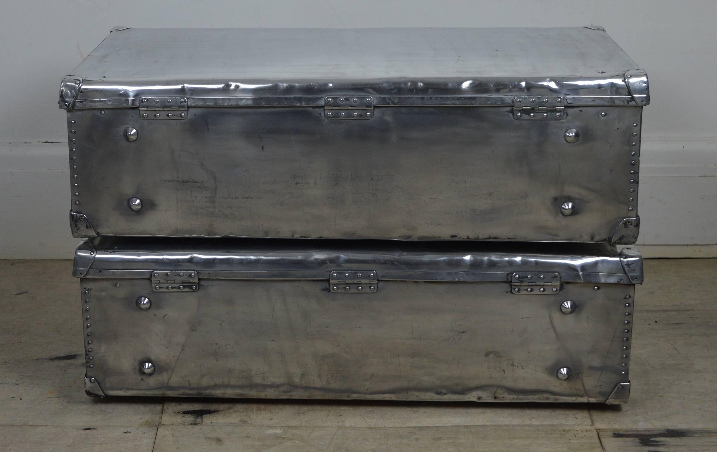 Industrial Polished Aluminium Trunk Coffee Table, English 1940s