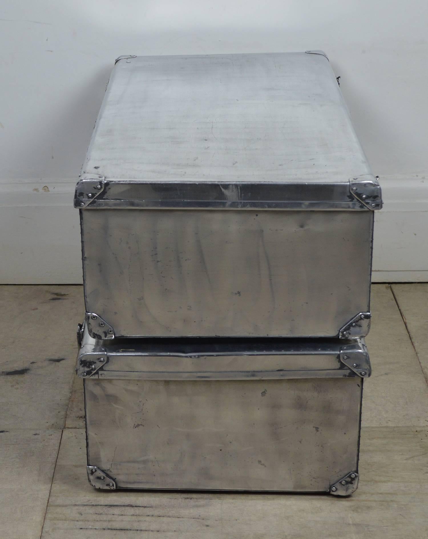 Polished Aluminium Trunk Coffee Table, English 1940s In Good Condition In St Annes, Lancashire