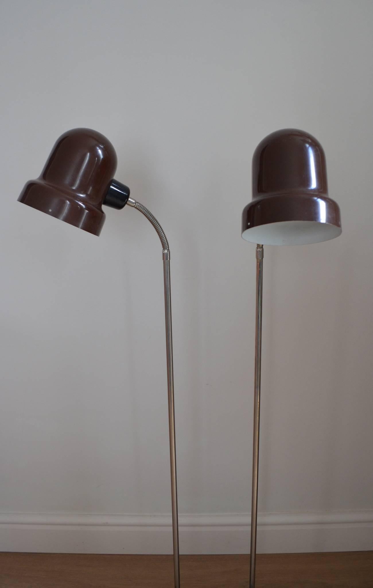 British Pair of 1960s Adjustable Floor Lamps For Sale