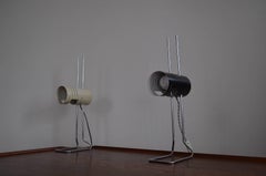 Black and White Cylindrical Vintage Desk Lamps 1960s