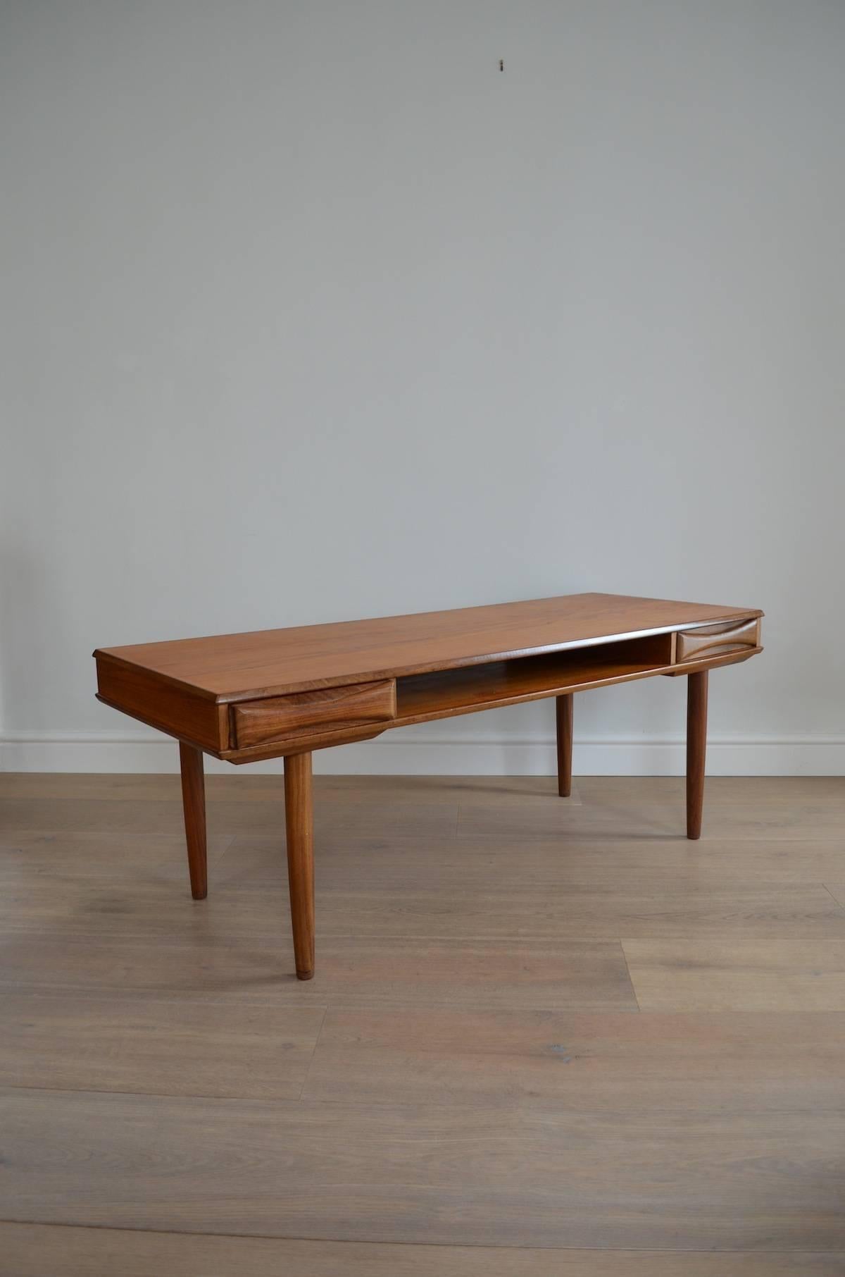 20th Century Arne Vodder Style Danish Teak Coffee Table, 1950s For Sale