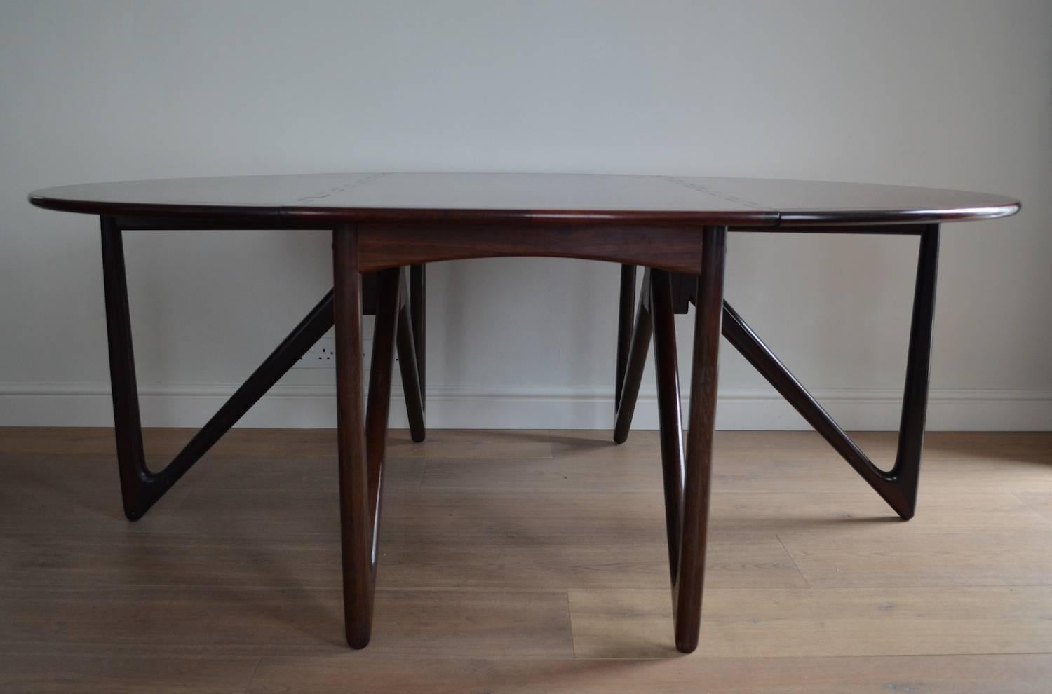 Scandinavian Modern Kurt Østervig / Niels Koefoed Rosewood Drop-Leaf Dining Table