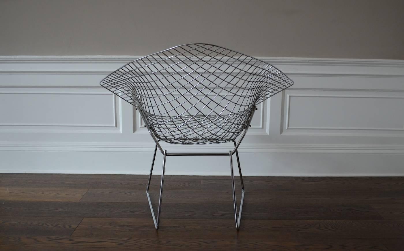 Chrome Harry Bertoia for Knoll Wire Diamond Chair For Sale