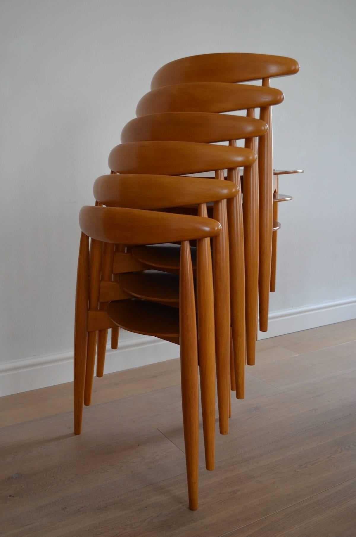 Beech Hans Wegner for Fritz Hansen 'Heart' Dining Table and Six Chairs