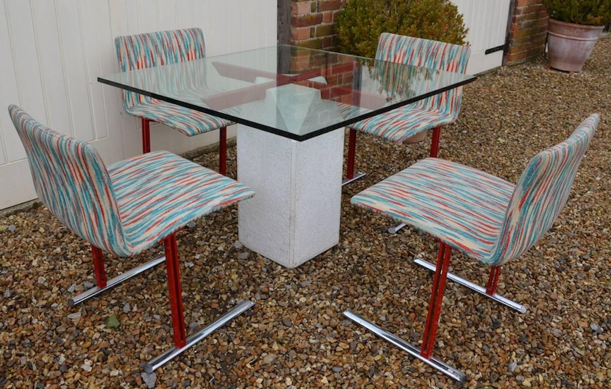 Modern Giovanni Offredi for Saporiti Paracarro Dining Table and Four Inlay Chairs For Sale