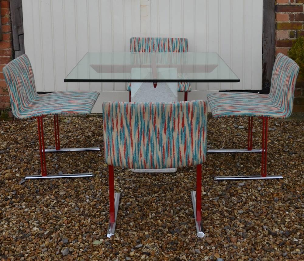Giovanni Offredi for Saporiti Paracarro Dining Table and Four Inlay Chairs In Good Condition For Sale In London, Greater London
