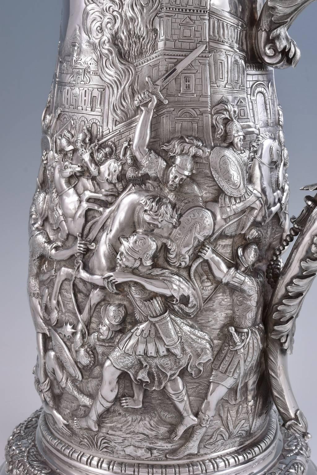 Monumental Sterling Silver Lidded Tankard by Elkington & Co. Birmingham, 1861 For Sale 3