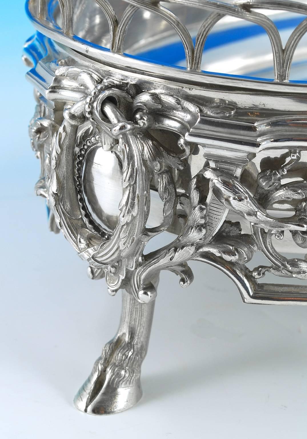 19th Century French Solid Silver Jardiniere In Excellent Condition For Sale In London, GB