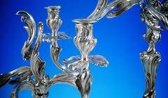 19th Century Pair of French Solid Silver Three-Light Candelabra