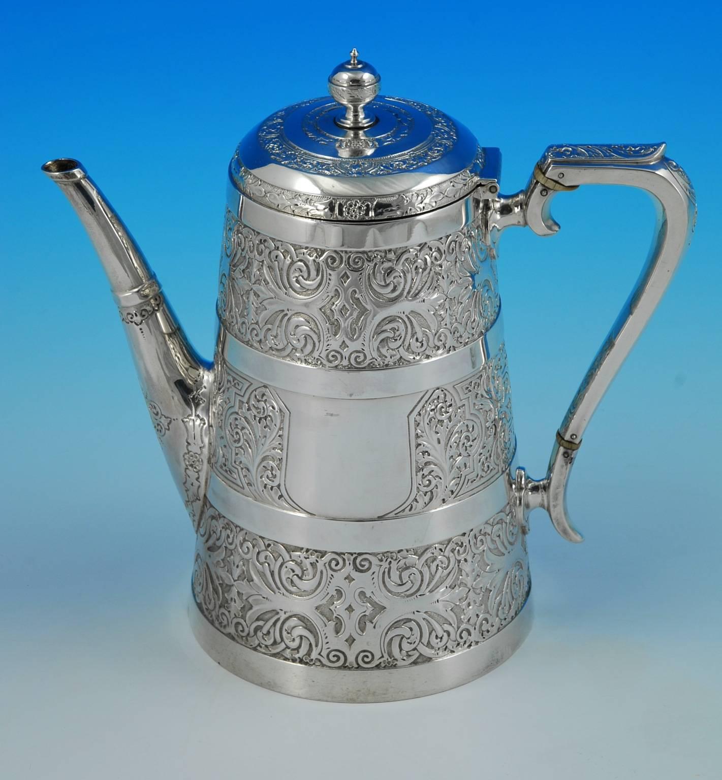 Victorian Sterling Silver 'Venetian' Canteen of Cutlery for 12 and Tea-Set For Sale 1