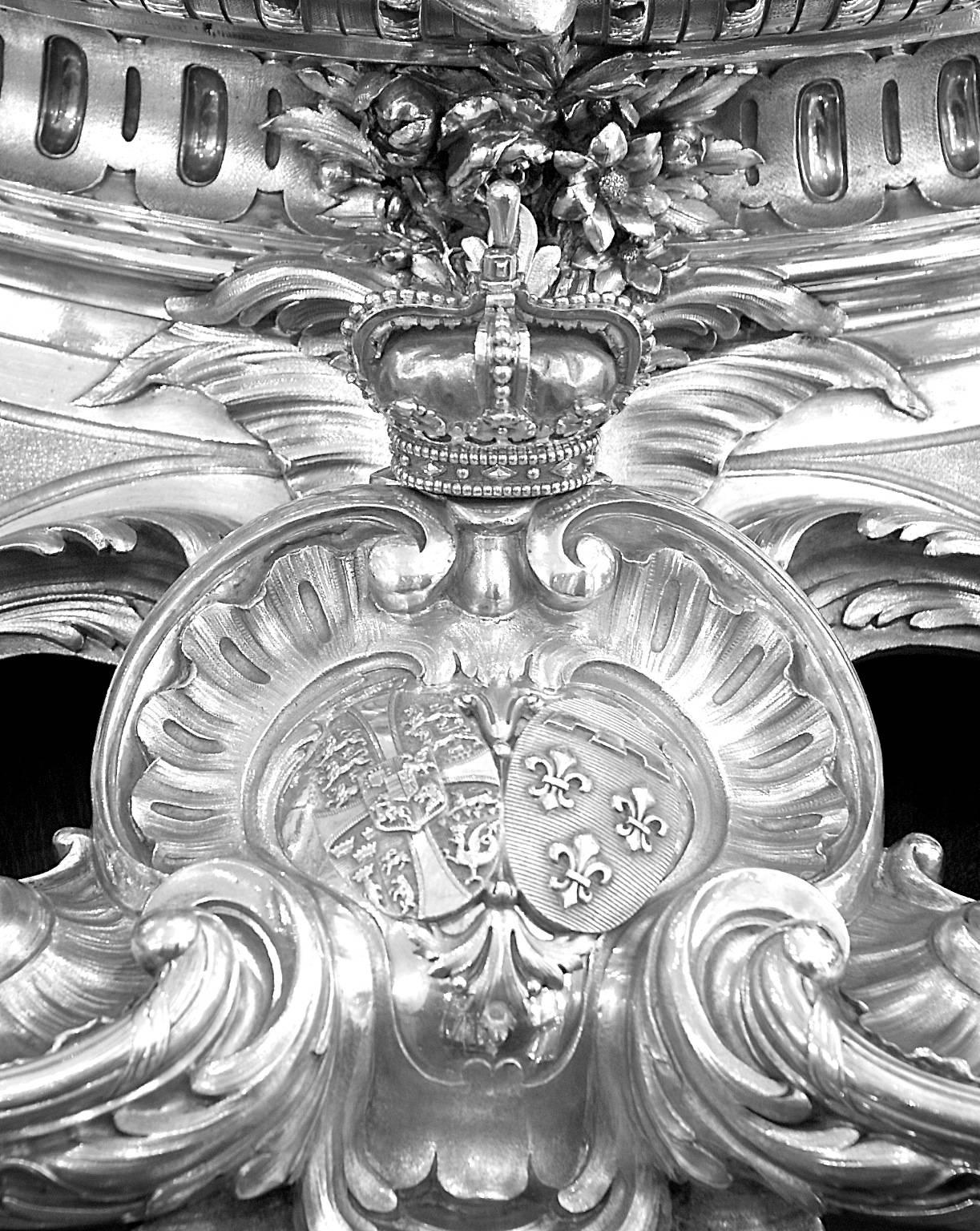 French Odiot, a Monumental Silver Candelabra and Centrepiece Garniture For Sale