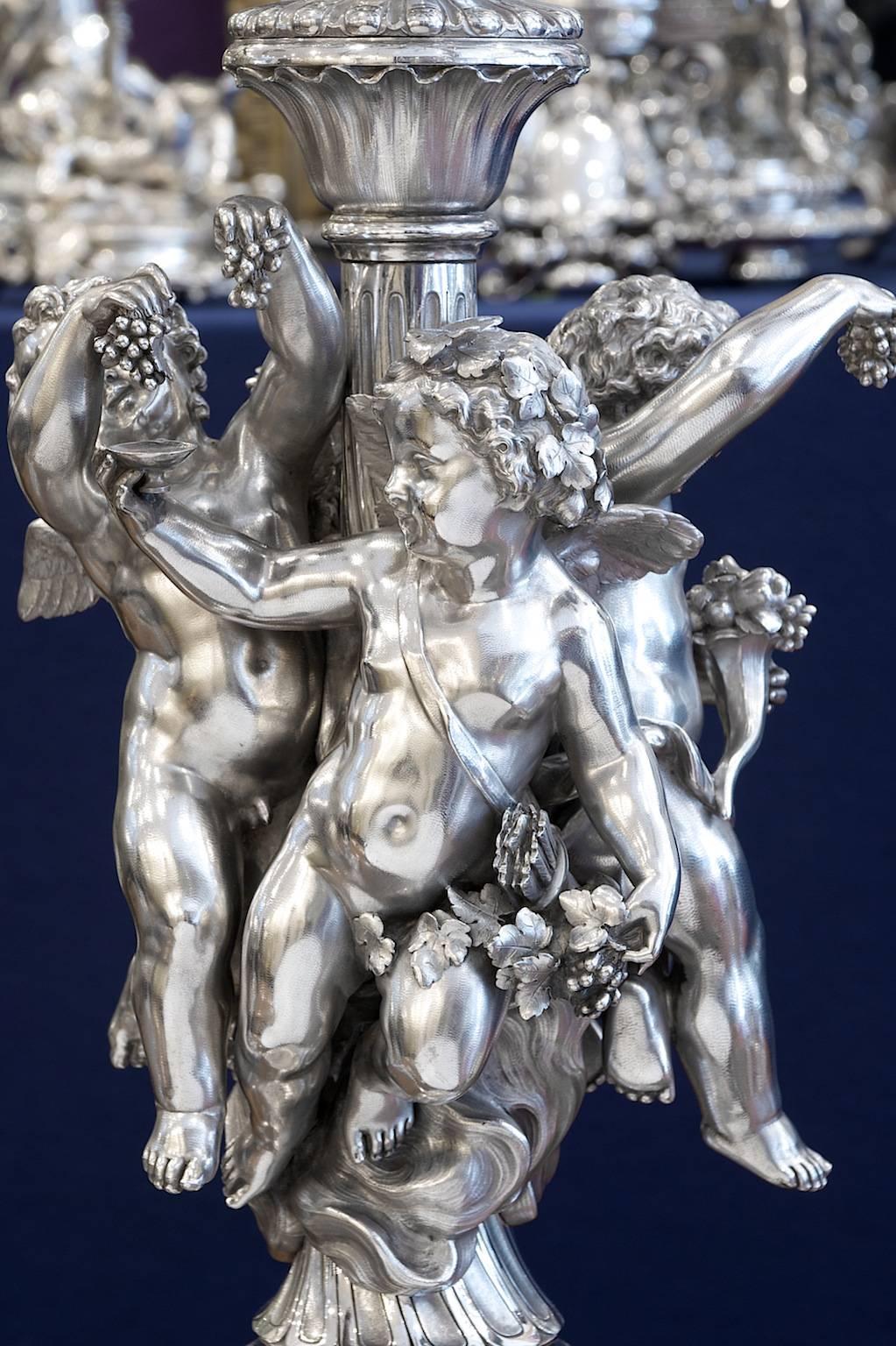 Odiot, a Monumental Silver Candelabra and Centrepiece Garniture In Excellent Condition For Sale In London, GB