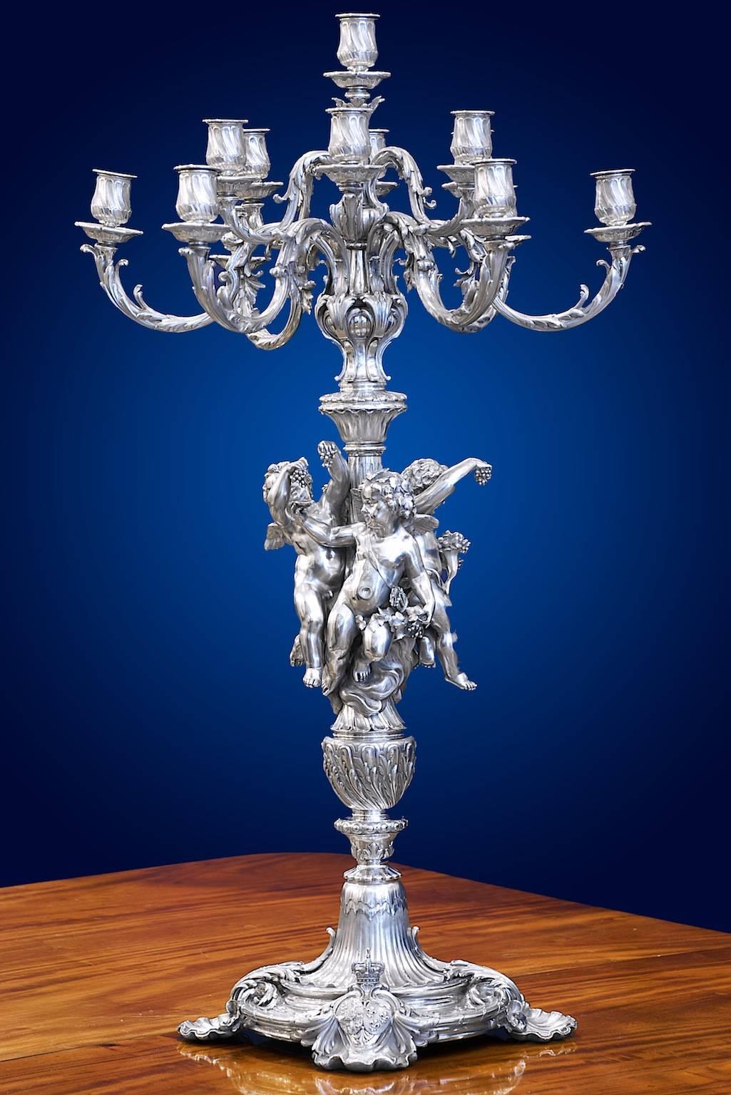 19th Century Odiot, a Monumental Silver Candelabra and Centrepiece Garniture For Sale