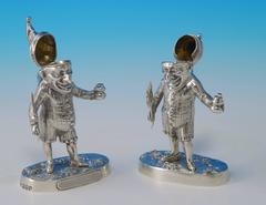 Pair of Silver 'Mr Punch' Figures, One a Match Holder the Other a Lighter