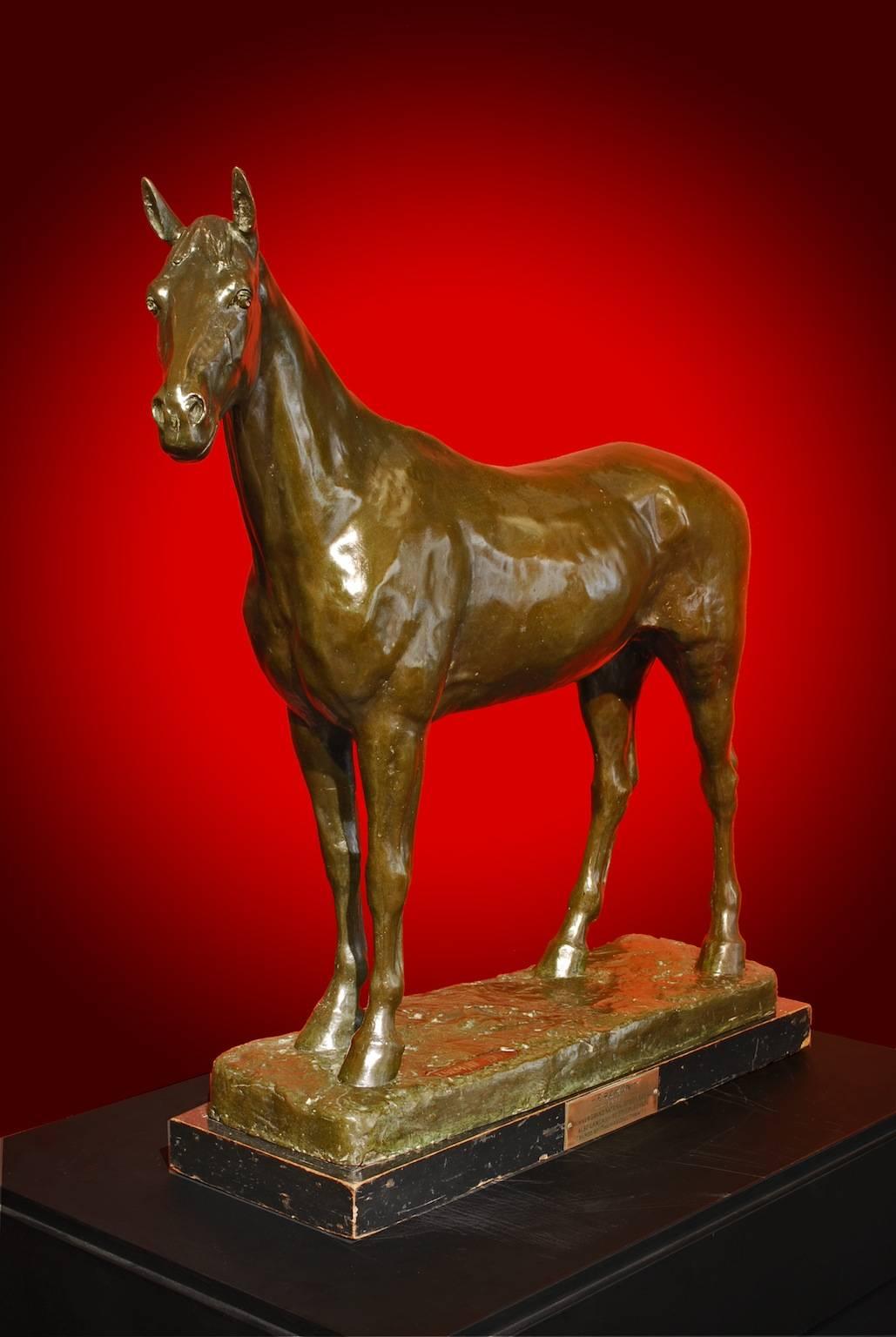 
It was likely made to commemorate Eremon's 1907 Grand National win and given by the owner Stanley McKnight Howard to Major Townsend, a vet who had 'fired' the horses legs, transforming his race form. 

The 1907 victory is considered one of the