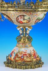 Monumental 19th Century Silvergilt Mounted Viennese Enamel 'nef'