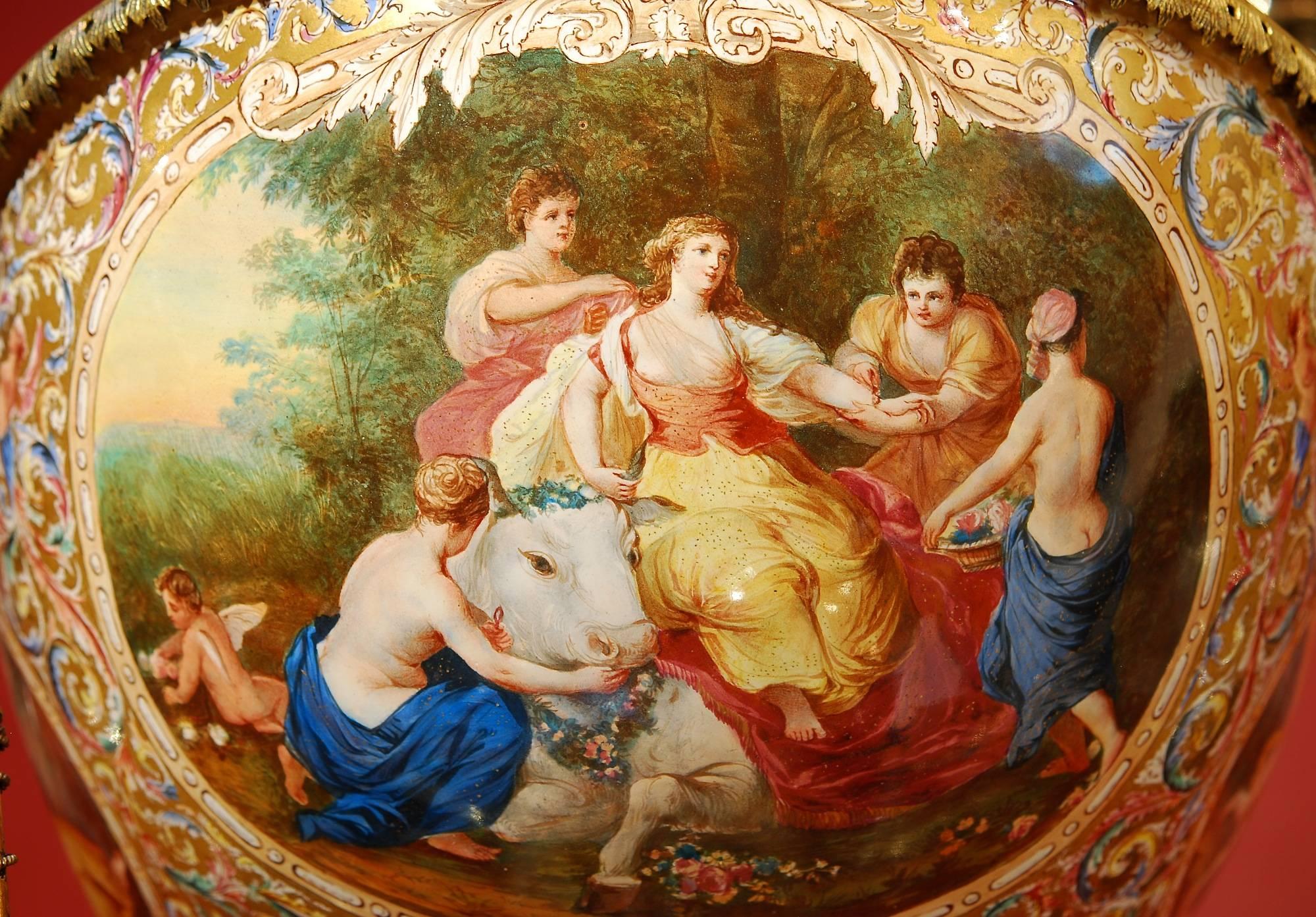 Monumental 19th Century Silvergilt Mounted Viennese Enamel 'nef' For Sale 3