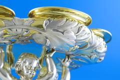Superb Parcel-Gilt Sterling-Silver Centerpiece and Pair of Comports