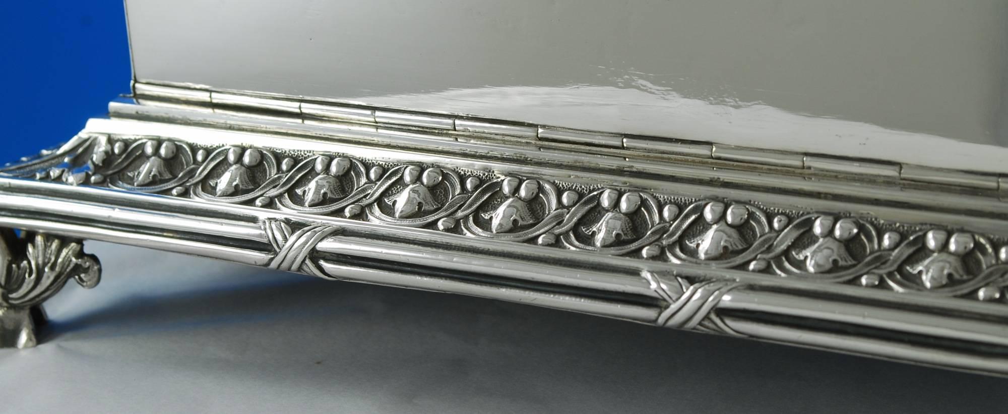 Unusual and Very Fine Quality French Silver Humidor For Sale 1