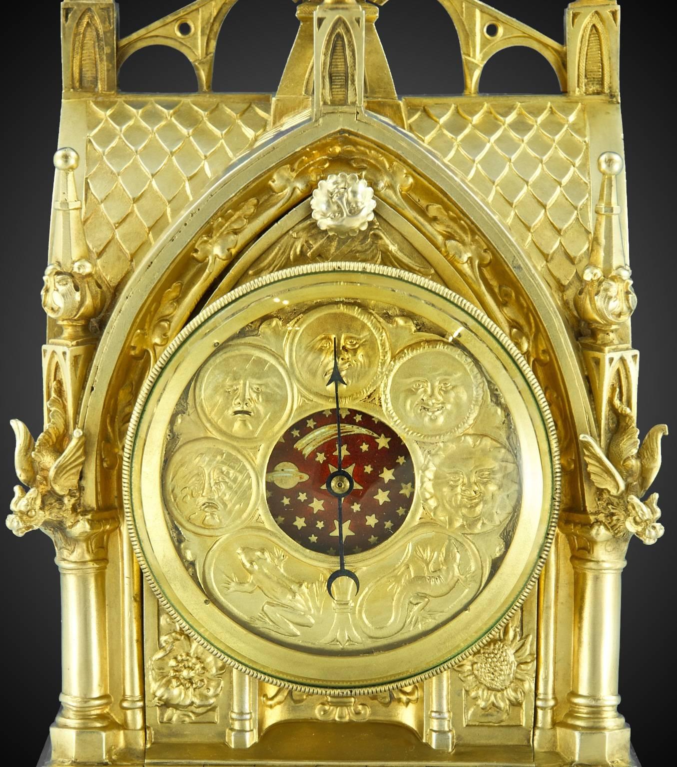 Tiffany & Co a Magnificent Gothic Revival Mantle Clock In Excellent Condition For Sale In London, GB