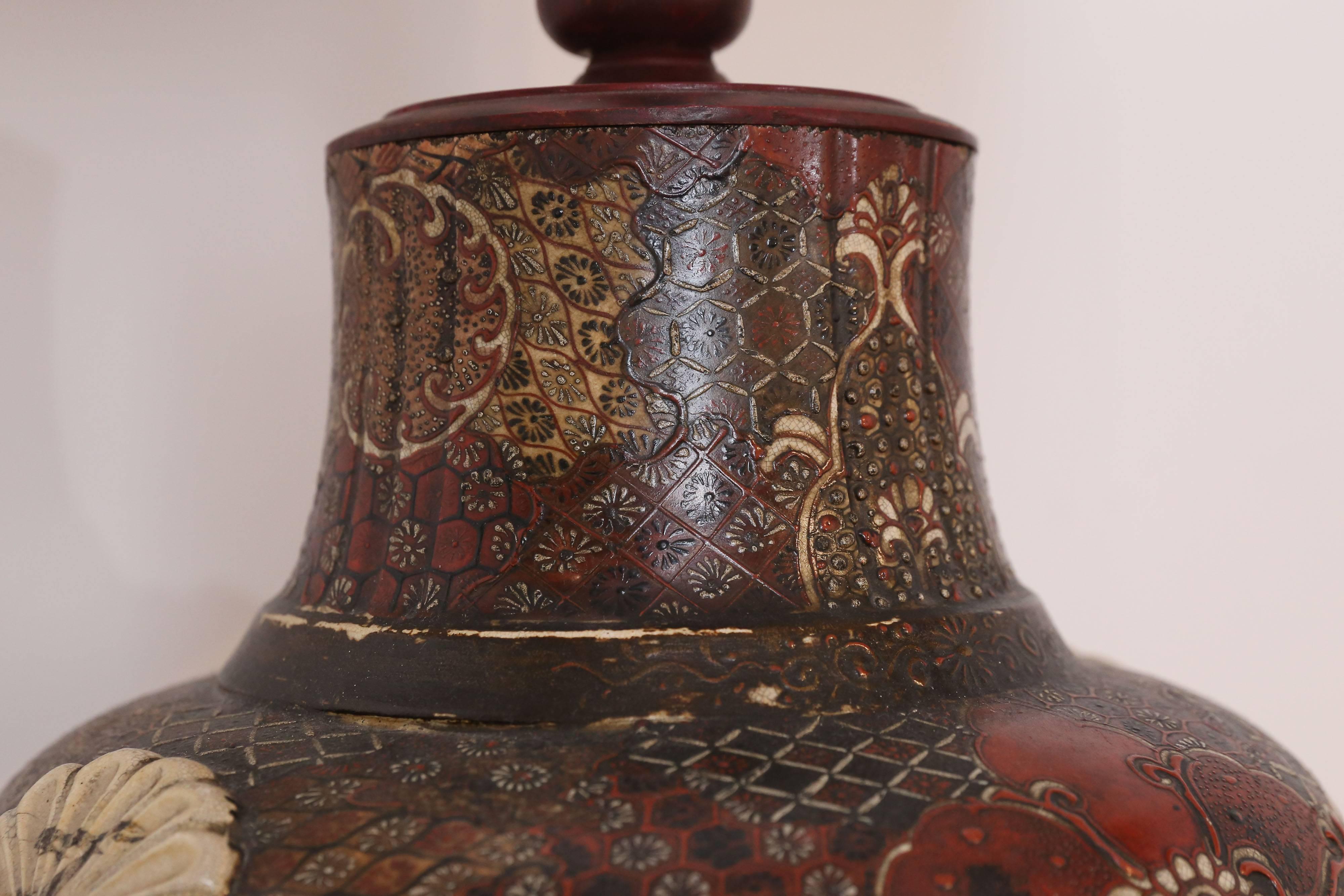 19th Century Satsuma Large Vase Lamp For Sale 2