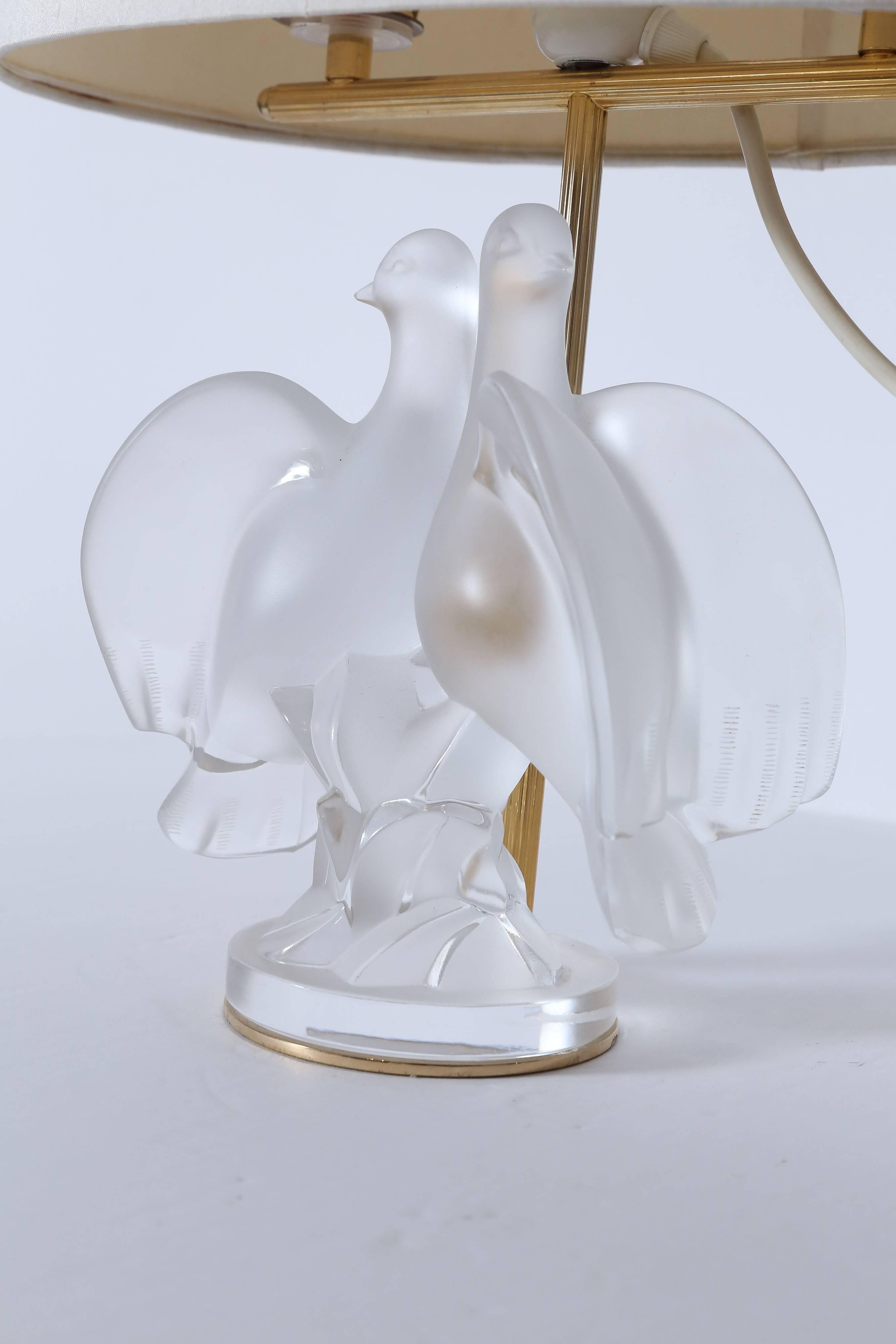 French Lalique Crystal Ariane Lamp