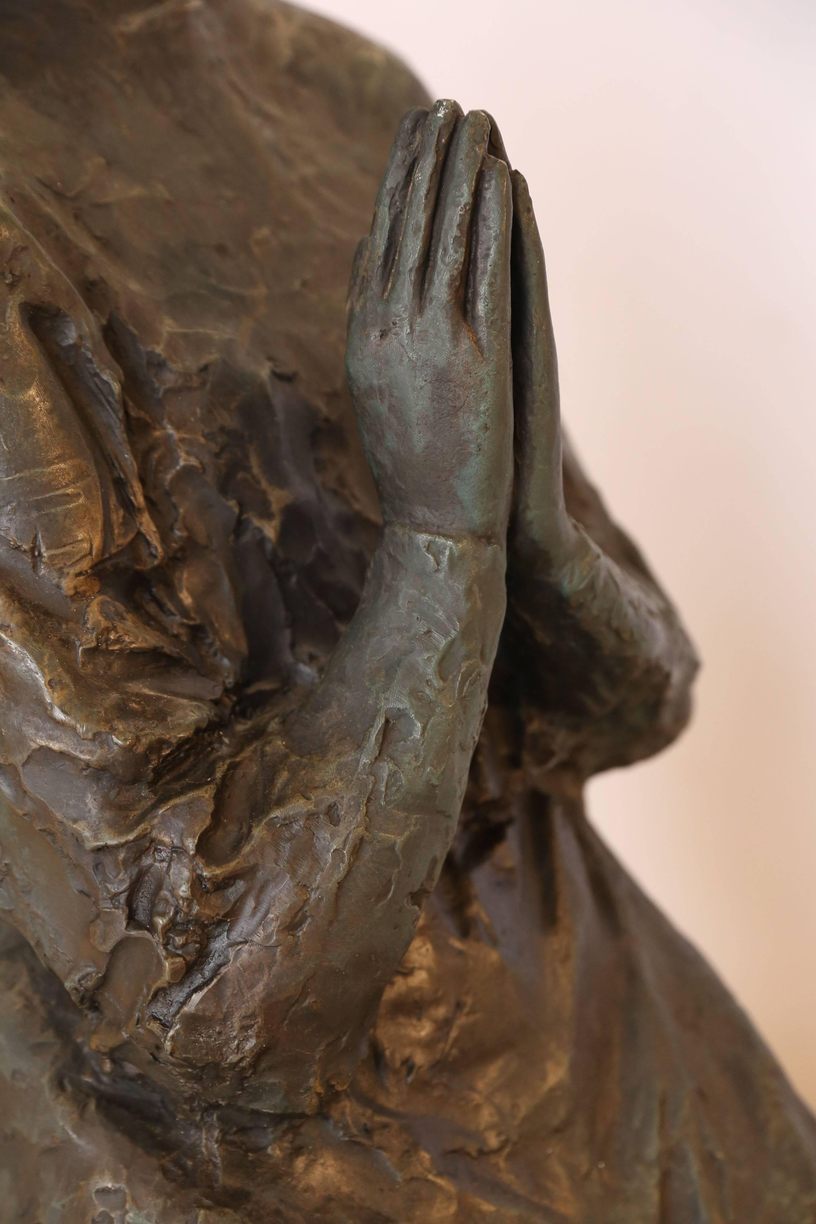 G. Curti Bronze Statue of a Praying Woman In Excellent Condition In Houston, TX
